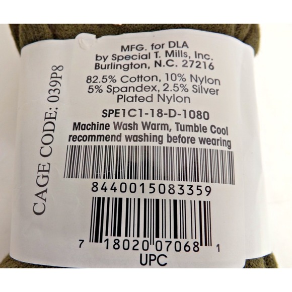 3 Pair DLA Troop Support Antimicrobial 2.5% Silver plated Nylon Socks- size 9-10 - Picture 4 of 6